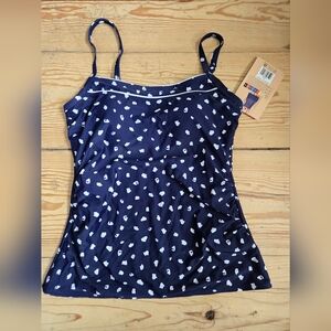 Christina Navy Polka Dot Tankini Swim Top Size 8